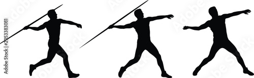 Fotografía Silhouette illustration of athlete performing javelin throw sequence, showing pr