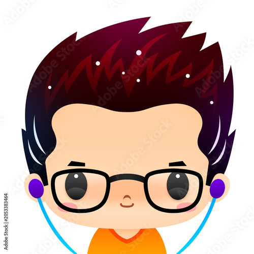 Chibi boy with earphone	
