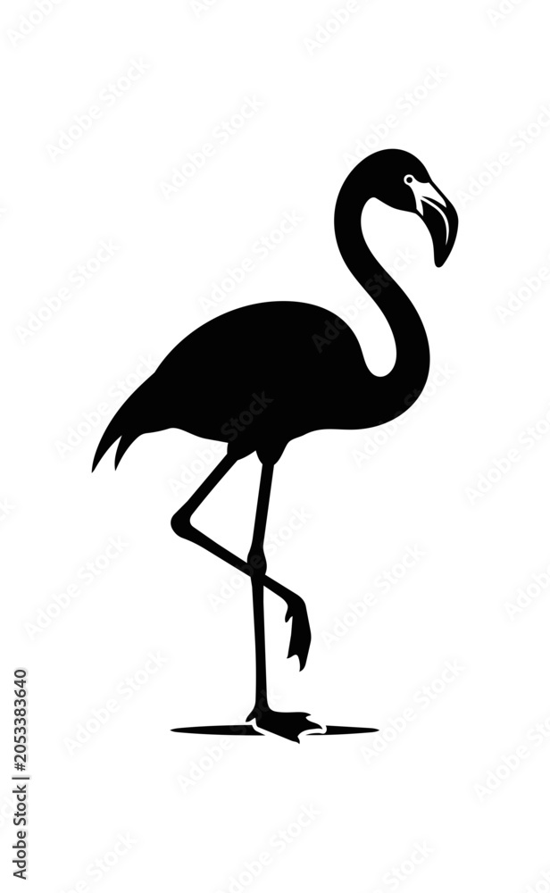 Fototapeta premium Silhouette of a Flamingo Standing on One Leg.