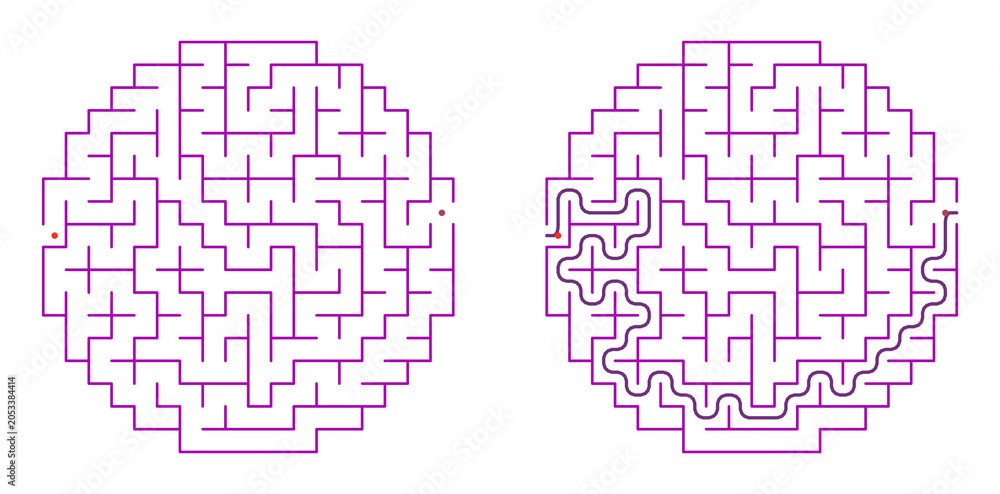 Obraz premium Circular maze printable with answers for education and entertainment on a transparent background for websites, books, magazines, table games