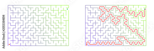 Rectangle maze printable with answers for education and entertainment on a transparent background for websites, books, magazines, table games