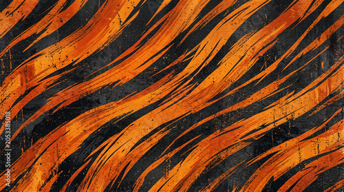 An abstract orange background featuring a natural wooden panel texture with a dark hardwood grain pattern on an old timber board surface