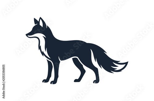 Elegant Silhouette of a Standing Fox with Detailed Fur Texture.