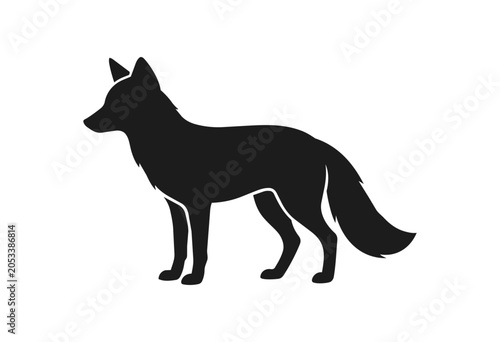 Silhouette of a Standing Fox Facing Left.