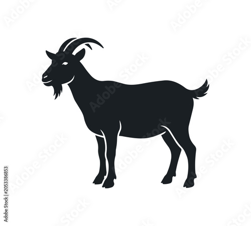 Silhouette of a Black Goat Standing Proudly.