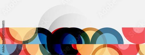 Foto Abstract composition featuring overlapping colorful circles, creating dynamic visual rhythm