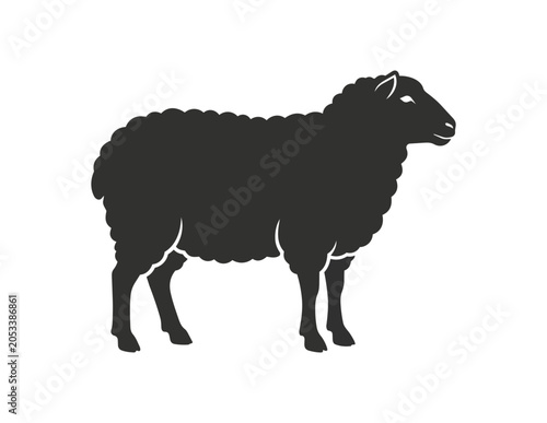 Silhouette of a Sheep Standing Profile View.