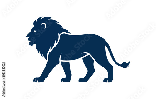 Majestic Lion Silhouette Walking Confidently Forward.