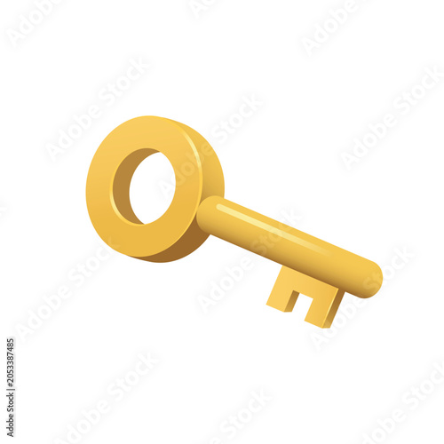 Golden Key with Circular Bow and Rectangular Notched Bit