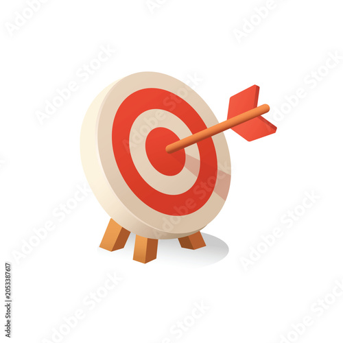  Archery Target Bullseye with Arrow in Center on Wooden Stand