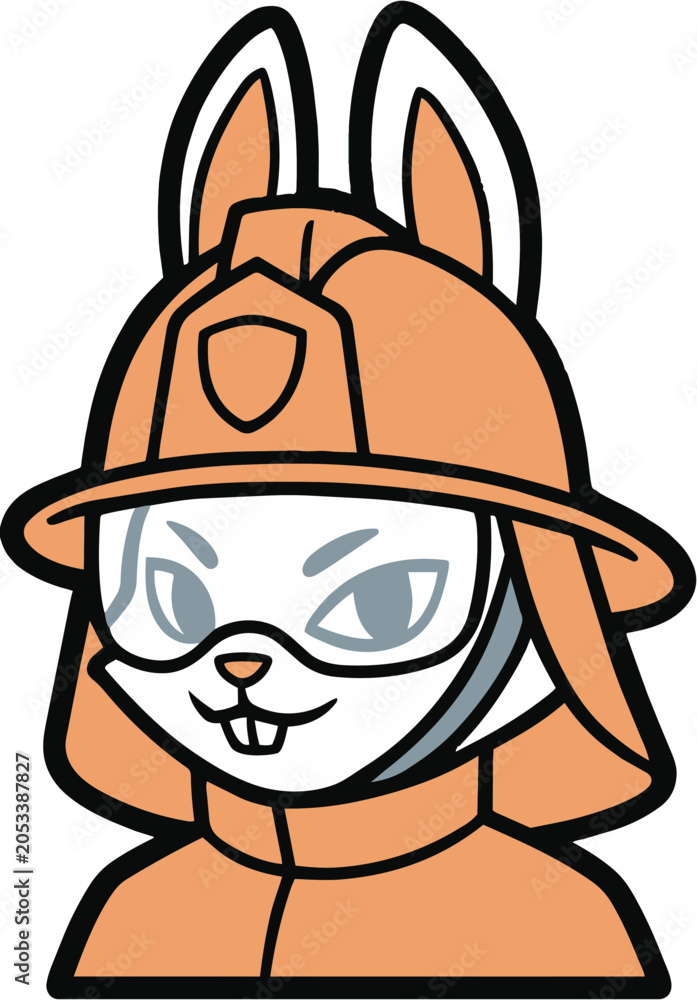 Fototapeta premium Cute Rabbit Character - Firefighter - Cartoon Mascot Illustration