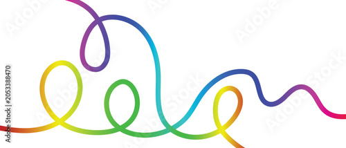 Rainbow Gradient Scribble Line Art Abstract Rollercoaster Wave Vector