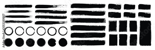 Fotografie Set of paint brush stroke, ink splash and grungy decoration elements
