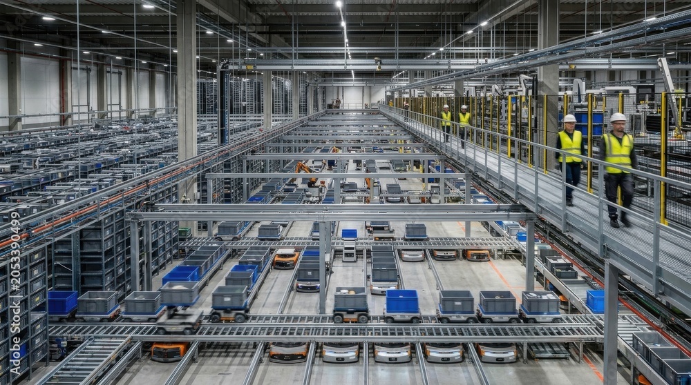 Fototapeta premium Efficient Warehouse with Automated Systems and Logistics Management
