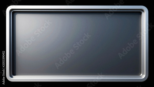 Blank rectangular button or emblem with metallic border