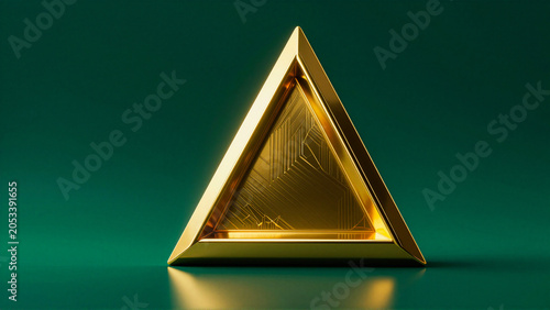 Golden Triangle Geometric Shape on Green Background