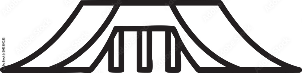 Naklejka premium Linear illustration of a skate park ramp for action sports