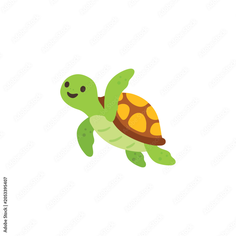 Obraz premium Cute Sea Turtle Gliding and Diving Under the Sea Vector