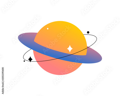 Planet star ring icon vector design
