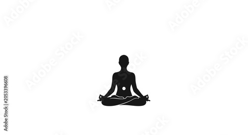 Obraz na plátně A silhouette of a person sitting in a meditative pose on a white background