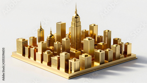 Luxury Gold 3D Cityscape Miniature Model