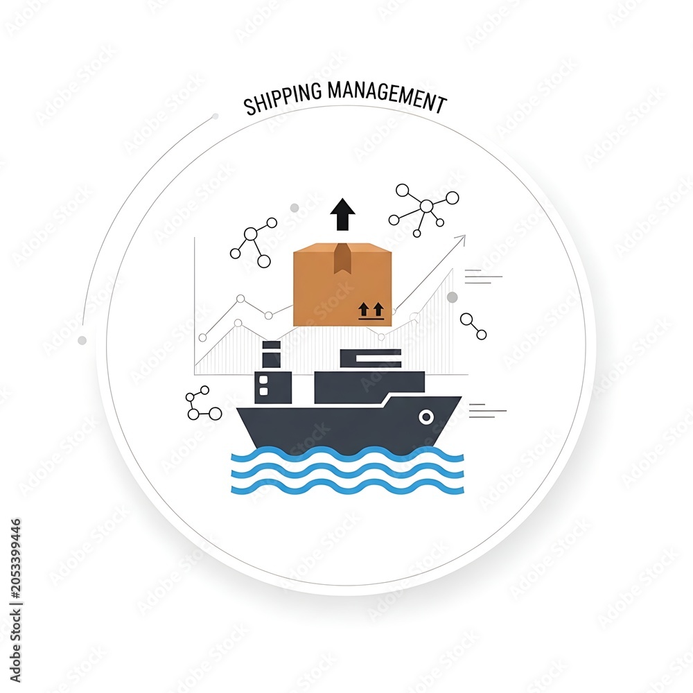 Naklejka premium Global shipping management logistics network visualization.