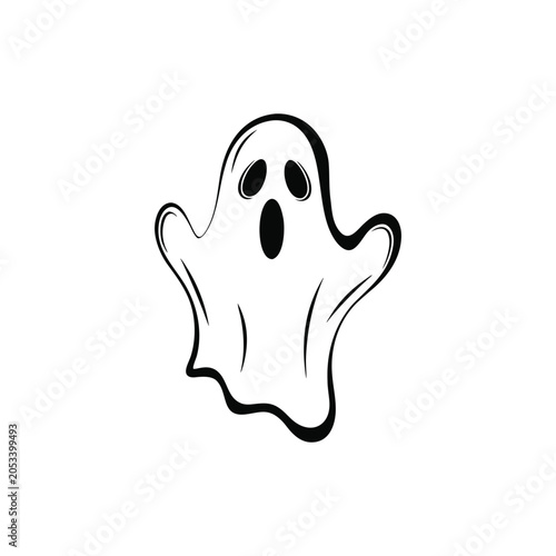 Foto simple ghost illustration hand drawn style vintage retro black and white vector