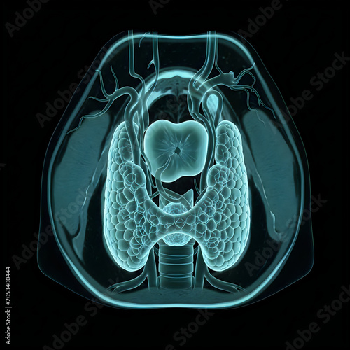 Human lungs, chest x-ray, medical imaging, blue tint, anatomy