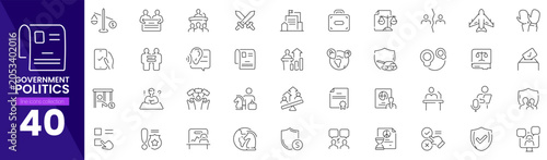 Bild auf Leinwand Government and politics line icon set for public administration and voting