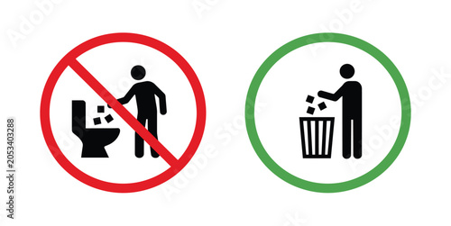 Quadro su tela Please Keep Clean Sign Featuring No Littering Symbol, Waste Basket Icon and Prop