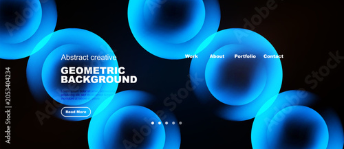 Bild auf Leinwand Abstract blue circles overlap dark background
