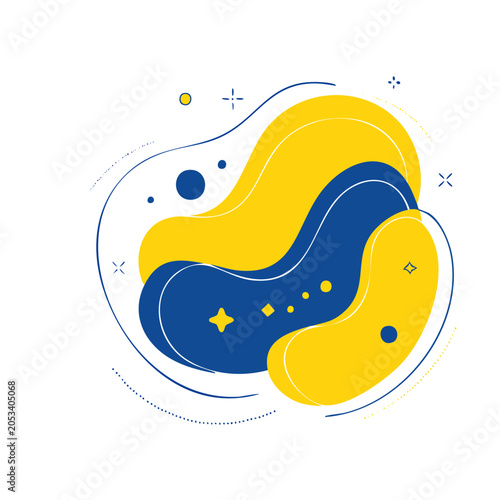 Minimalist abstract blue and yellow shape illustration