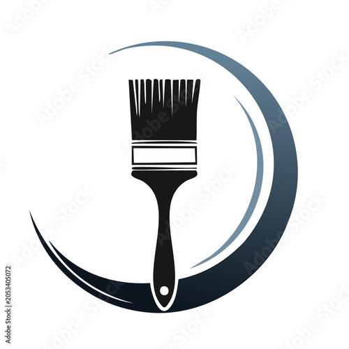 Minimalist paintbrush icon on transparent background