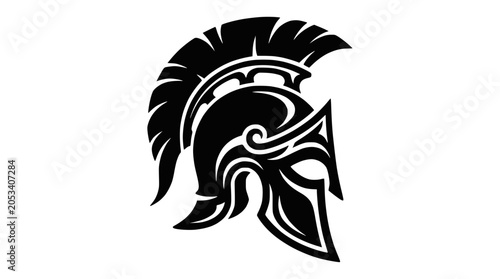 Ancient Spartan warrior helmet silhouette icon.