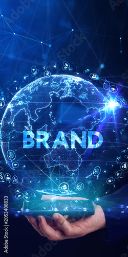 Brand development marketing strategy concept. Business, technology, internet and networking concept.