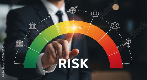 Business risk management and financial risk assessment meter concept