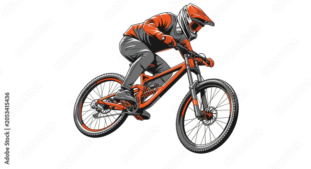 Obraz premium Professional mountain biker in action.