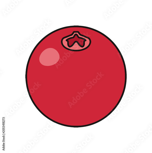 Simple Red Berry Illustration with Stem Detail.