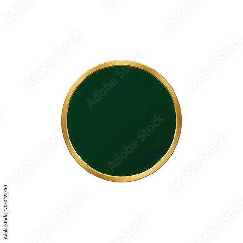 Green Circular Frame with Gold Border Isolated
