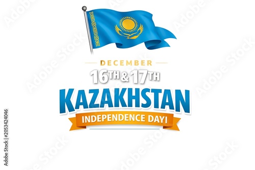 Kazakhstan independence day celebration with national flag
