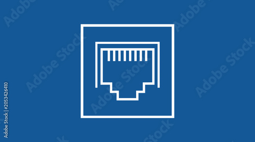Fotografija Ethernet Port Icon on Blue Background
