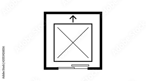 Foto Elevator plan icon, top view, with up arrow and door indication