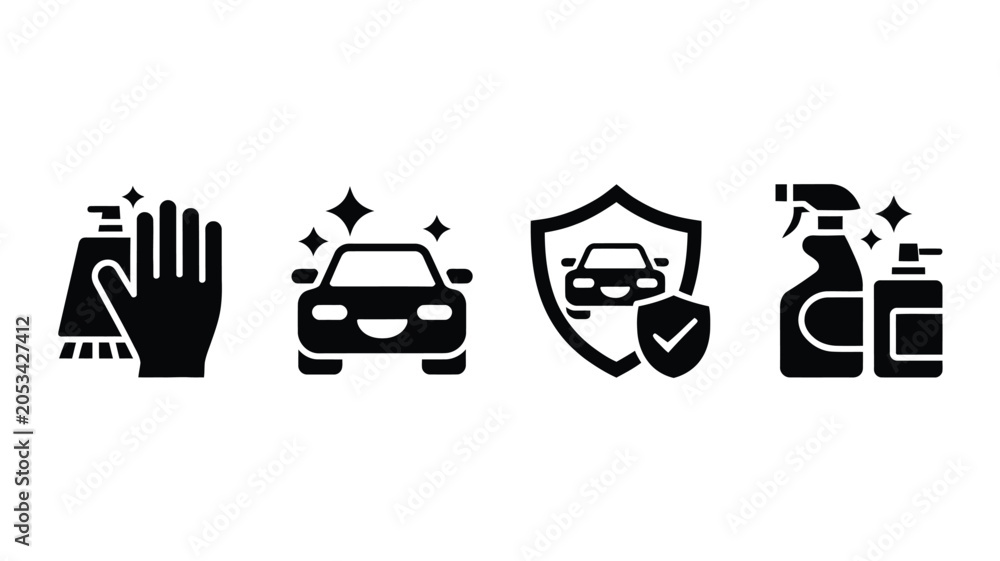 Naklejka premium Car care service icons featuring cleaning protection and detailing solutions