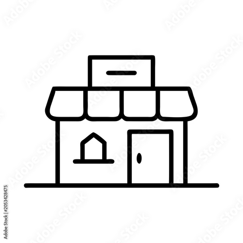 Storefront building icon line art simple design.