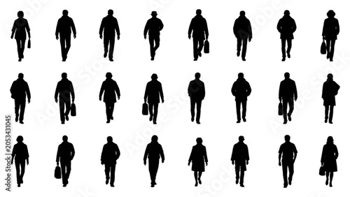 Front View Pedestrian Silhouette Vector Pack for Architectural Site Plans and Urban Design