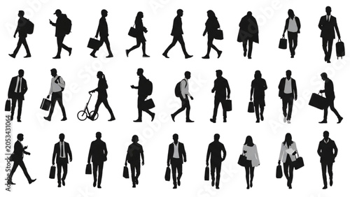 Urban Pedestrian Silhouette Vector Pack for Architectural Site Plans and City Design
