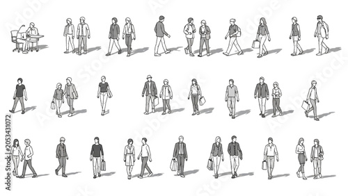 Architectural Entourage People Vector Collection with Walking Professionals for Urban Design