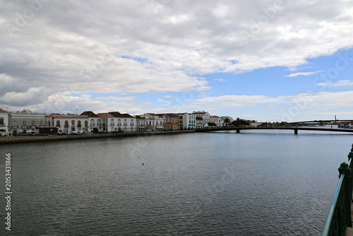 View of the Gilao River in the Portuguese city of Tavira, Algarve, Portugal