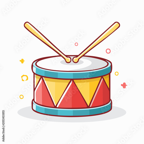 Cartoon Drum with Drumsticks
