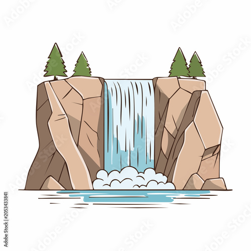 Cartoon Waterfall Illustration